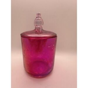 Voluspa Pink Glass Apothecary Jar with Lid 6" Iridescent‎ Candle Container